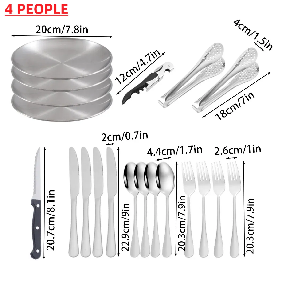 10/20PCS Camping Cutlery Set Outdoor Picnic Utensils Plates Spoons Forks view 5