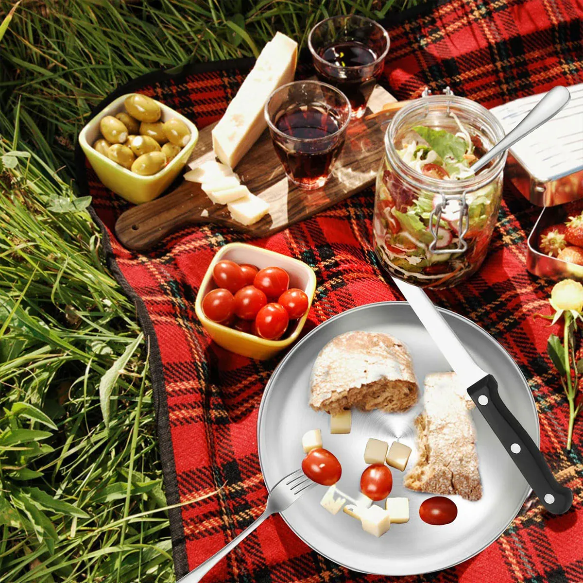 10/20PCS Camping Cutlery Set Outdoor Picnic Utensils Plates Spoons Forks view 10
