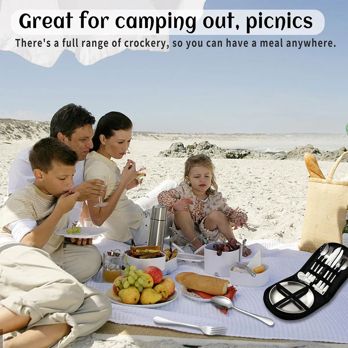10/20PCS Camping Cutlery Set Outdoor Picnic Utensils Plates Spoons Forks view 11