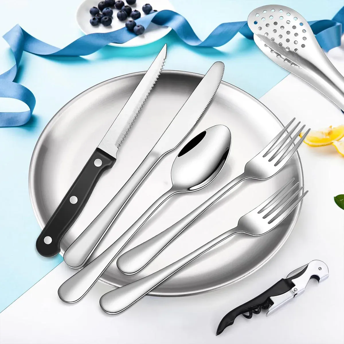 10/20PCS Camping Cutlery Set Outdoor Picnic Utensils Plates Spoons Forks view 15