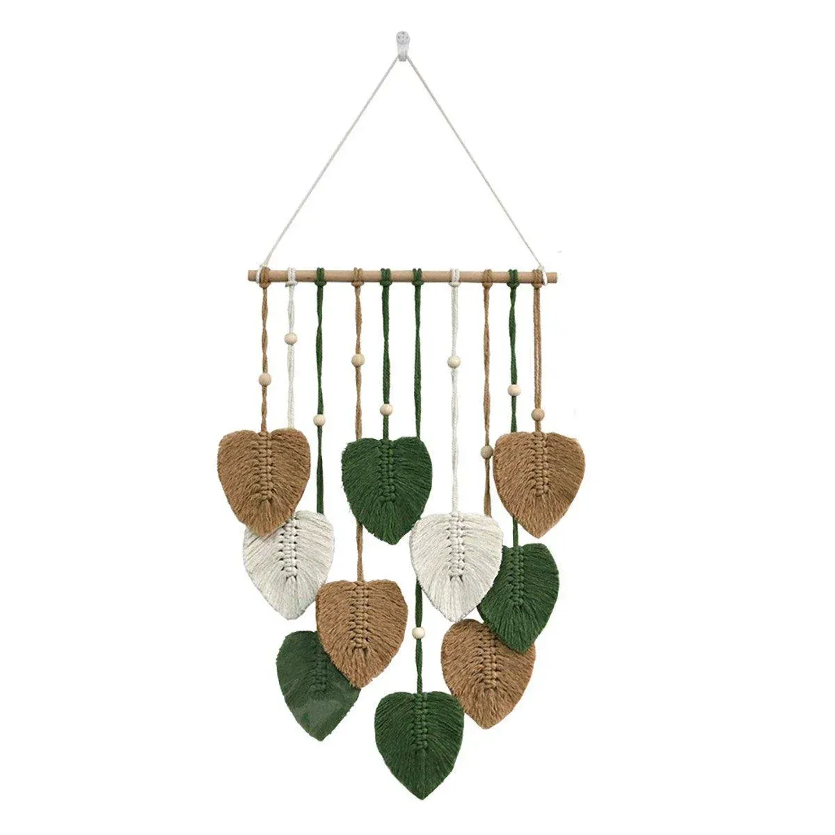 Handmade Braided Cotton Rope Leaves Wall Hanging Home Decoration Ornament - Brown — image 1