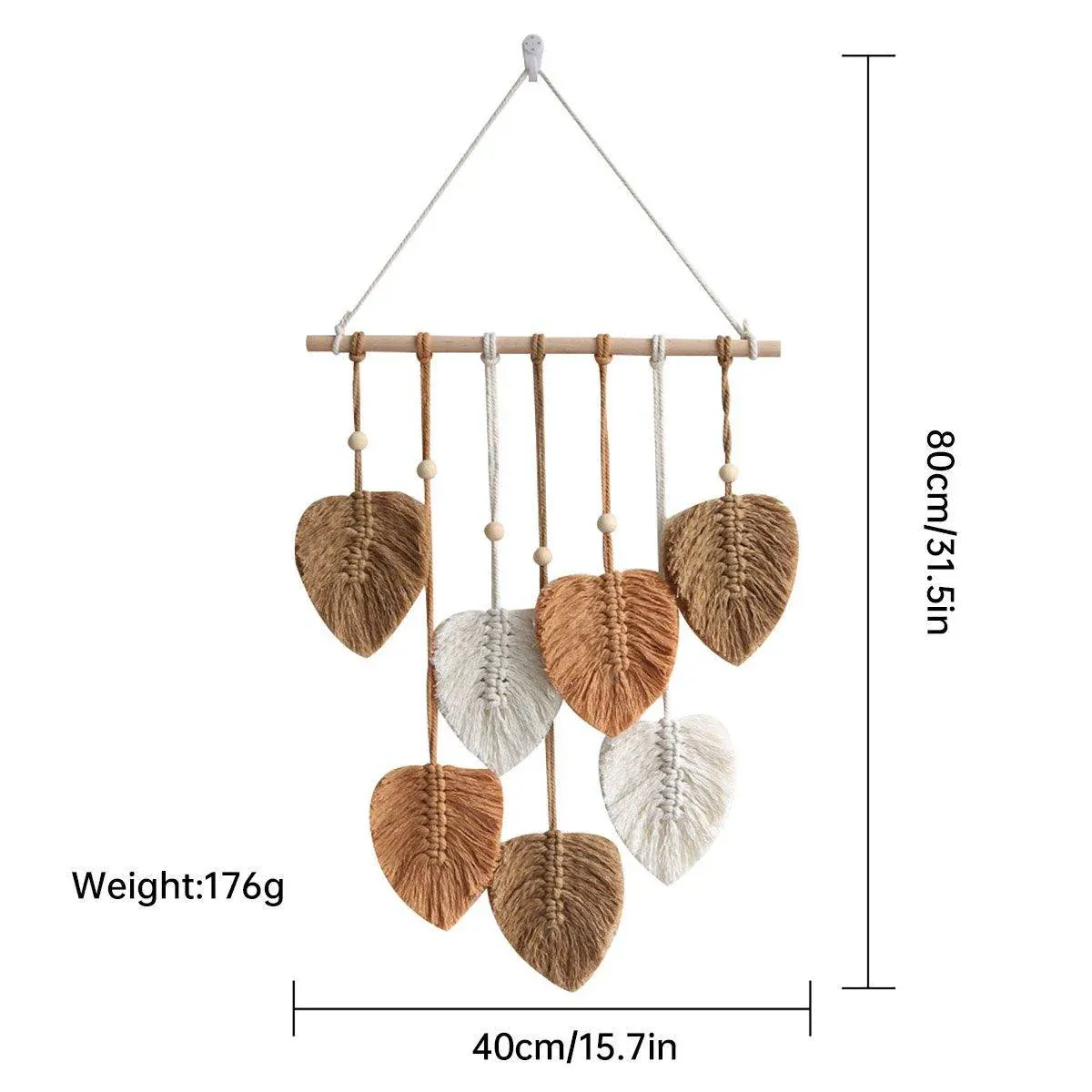Handmade Braided Cotton Rope Leaves Wall Hanging Home Decoration Ornament - Brown view 5