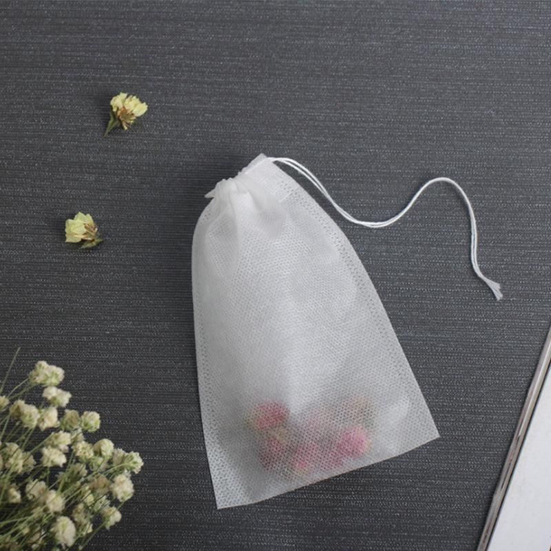 50PCS Empty Tea Filter Bags Drawstring Disposable Herb Spice Soup Pouches - 5x7cm view 4