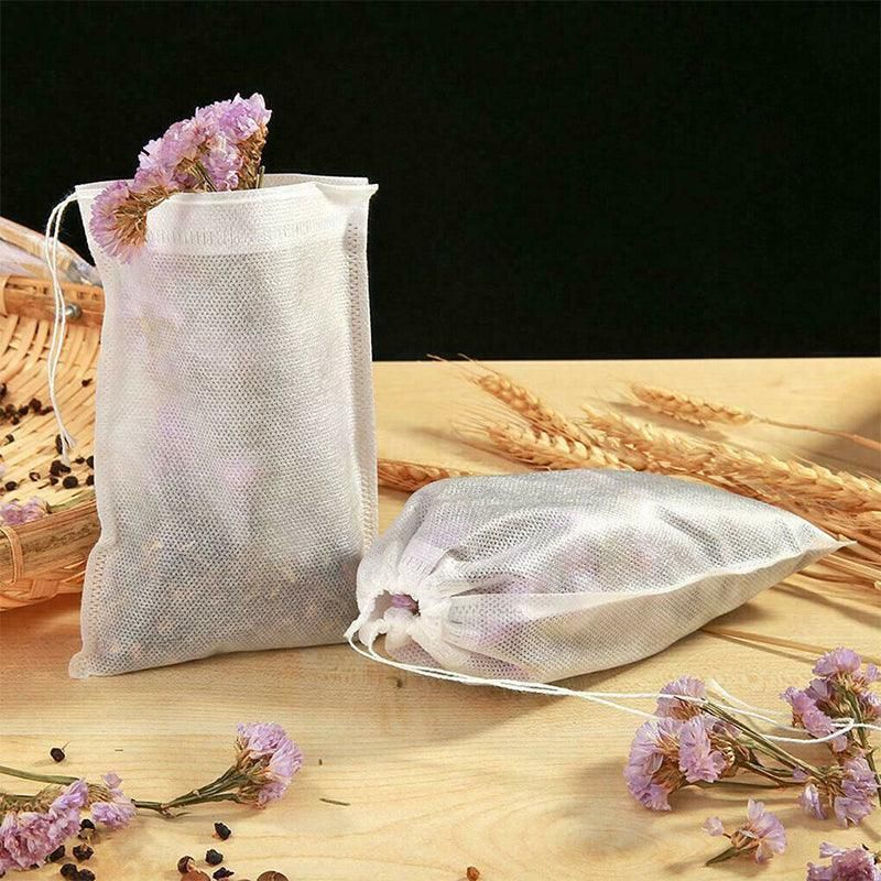 50PCS Empty Tea Filter Bags Drawstring Disposable Herb Spice Soup Pouches - 5x7cm view 7