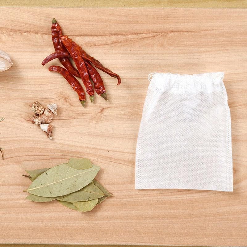 50PCS Empty Tea Filter Bags Drawstring Disposable Herb Spice Soup Pouches - 5x7cm view 10