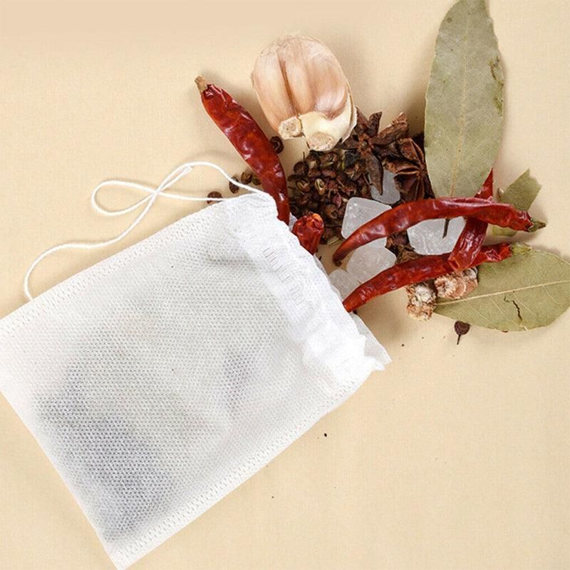 50PCS Empty Tea Filter Bags Drawstring Disposable Herb Spice Soup Pouches - 5x7cm view 12