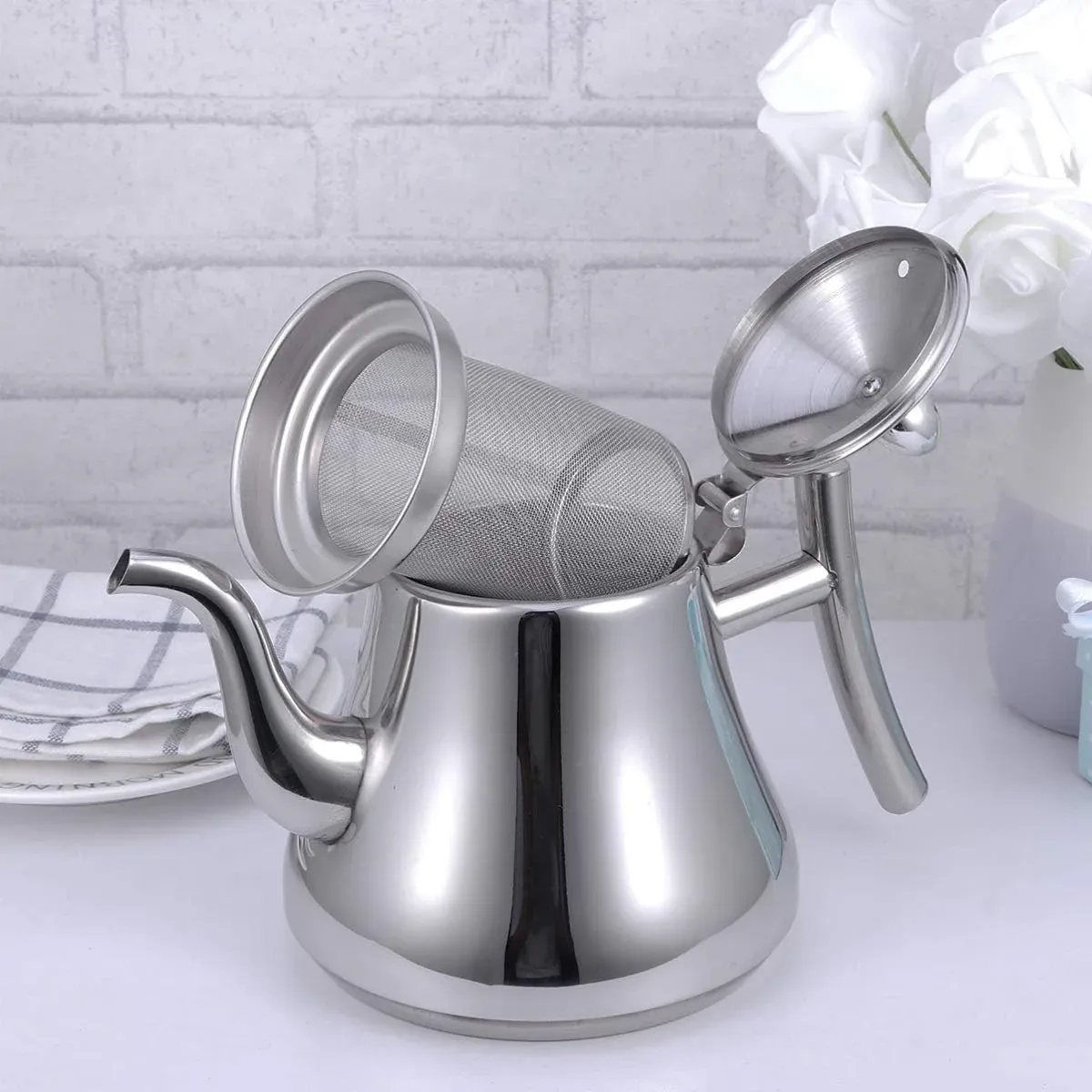 Thickened Stainless Steel Teapot Kettle With Strainer For Restaurant Hotel Use view 5