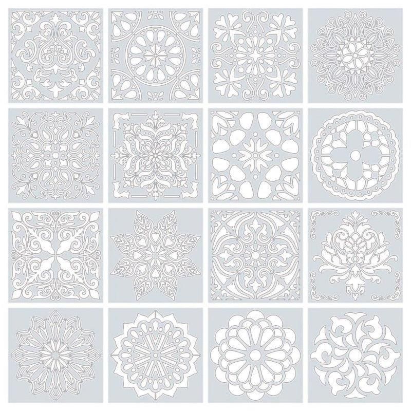 16 Pack Mandala Painting Stencils Drawing Dot Templates For Floor Wall DIY Decor view 2