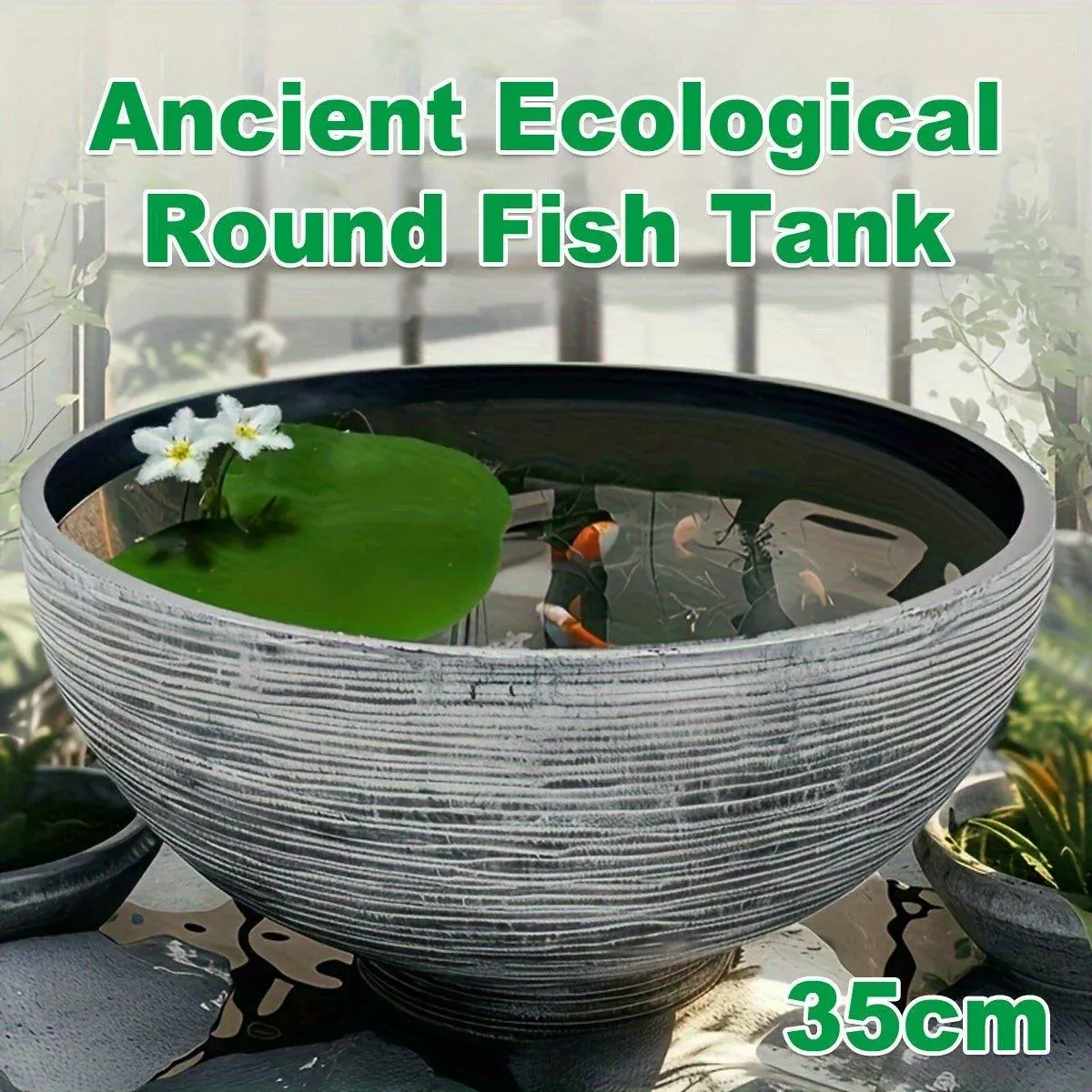 Ancient Fish Tank Lotus Flower Pot Water Lily Bowl Garden Decorative Planter — image 1