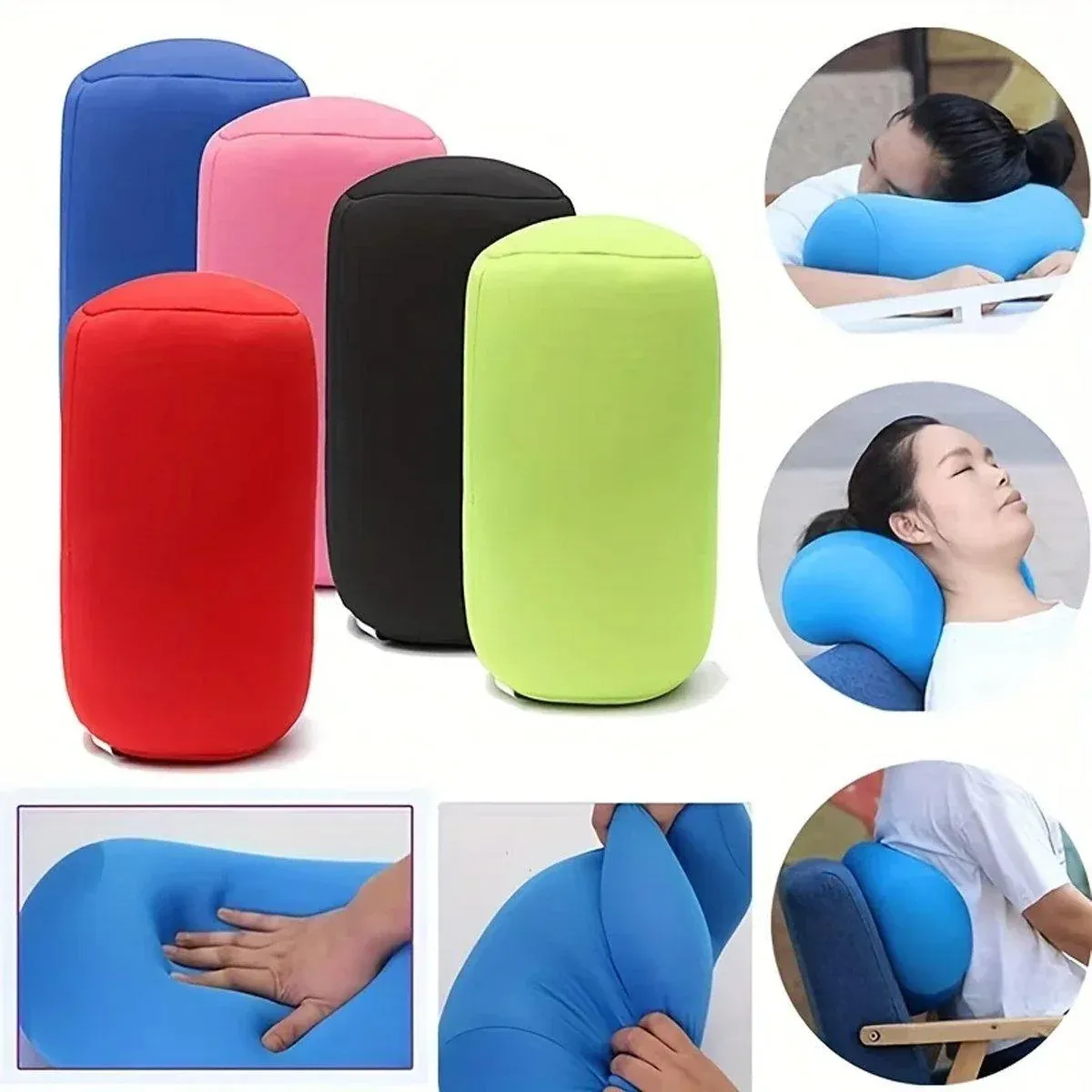 Solid Color Cylindrical Foam Particle Pillow Multi-Functional Neck Waist view 6