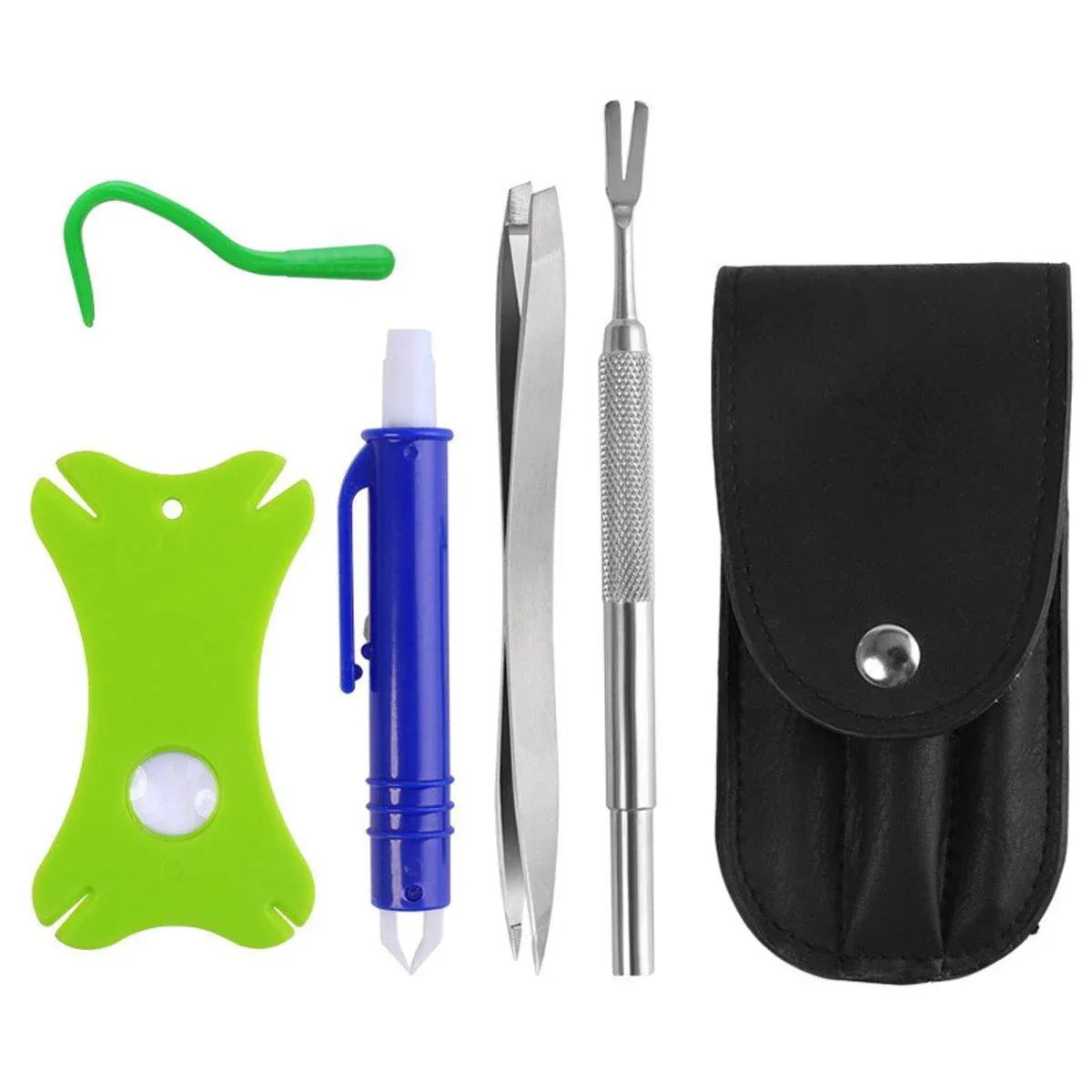 5PCS Pet Flea Tick Removal Tool Set Dog Cat Lice Fork Tweezers Kit Silver Hook view 2