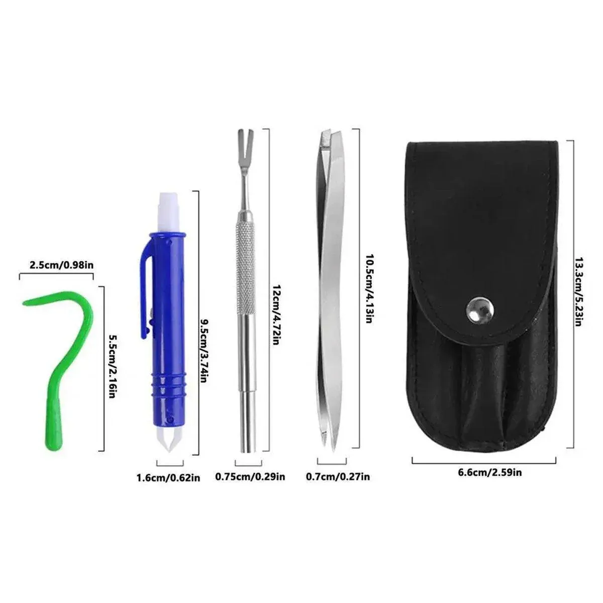 5PCS Pet Flea Tick Removal Tool Set Dog Cat Lice Fork Tweezers Kit Silver Hook view 3