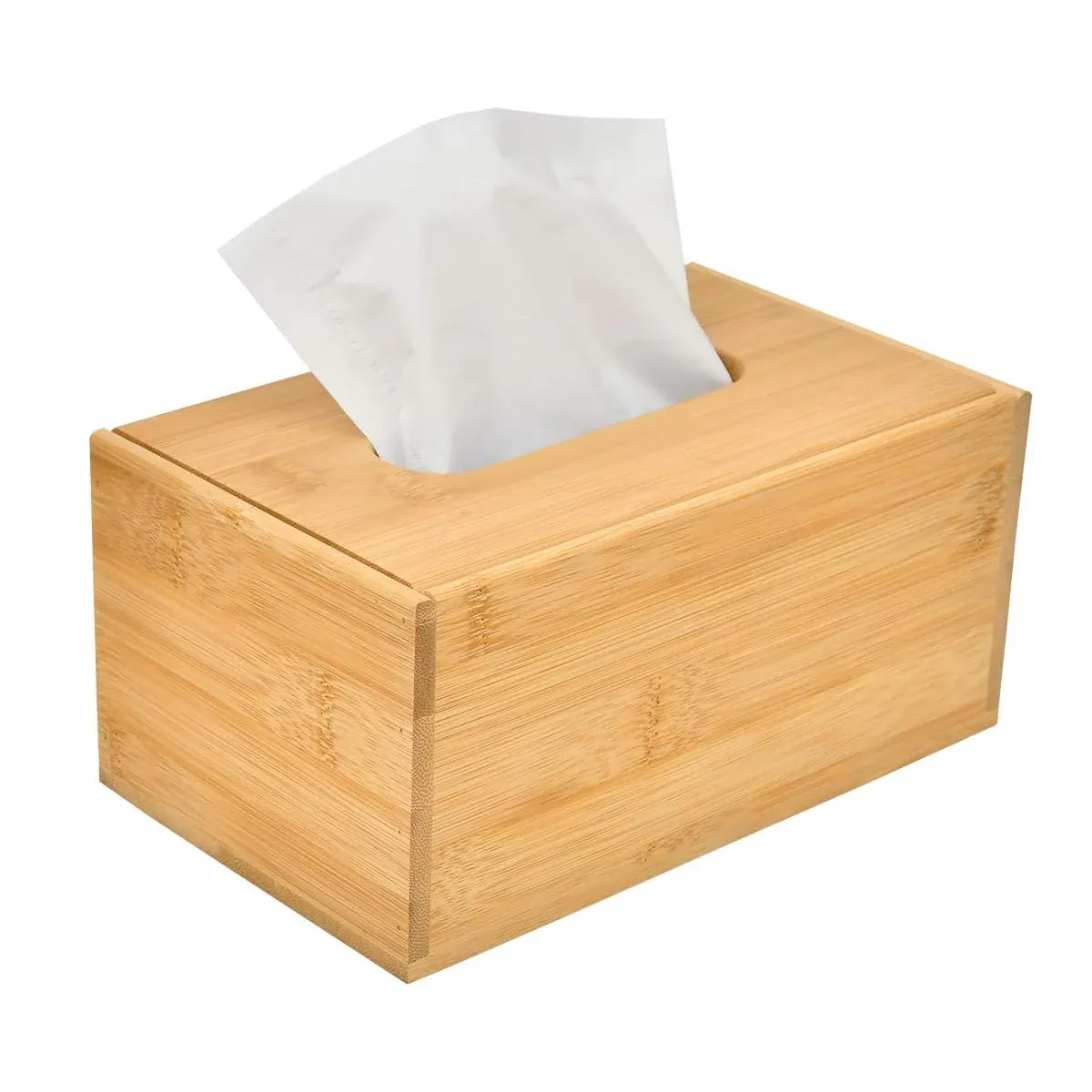 Bamboo Tissue Box Wooden Cover Dispenser Holder Storage Case for Home and Office view 2