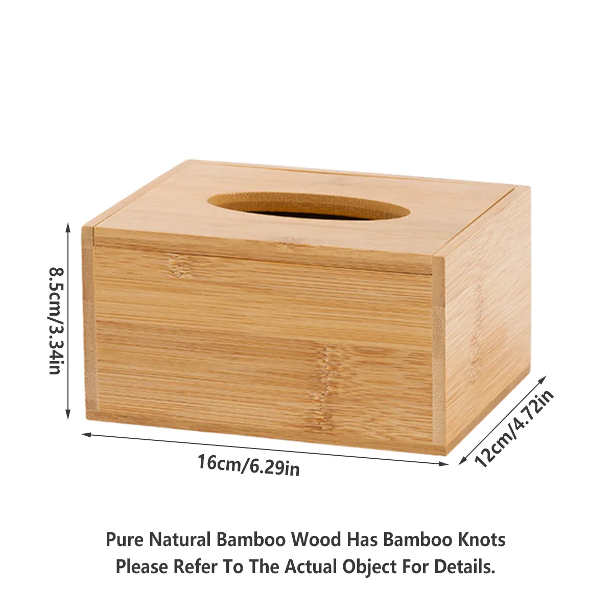 Bamboo Tissue Box Wooden Cover Dispenser Holder Storage Case for Home and Office view 3