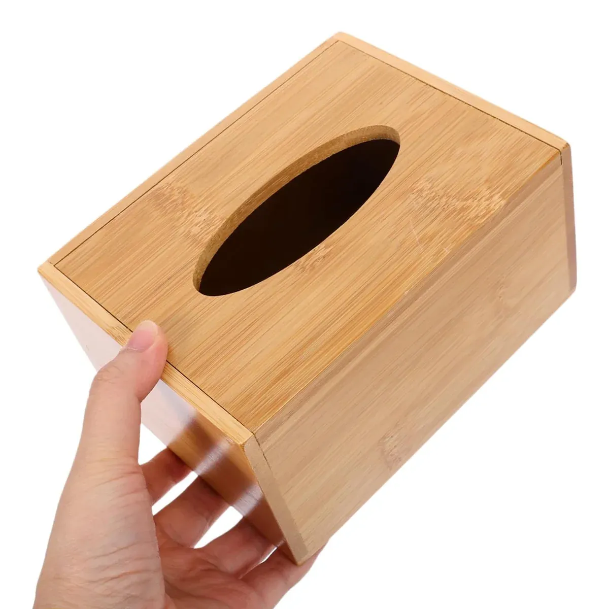 Bamboo Tissue Box Wooden Cover Dispenser Holder Storage Case for Home and Office view 7