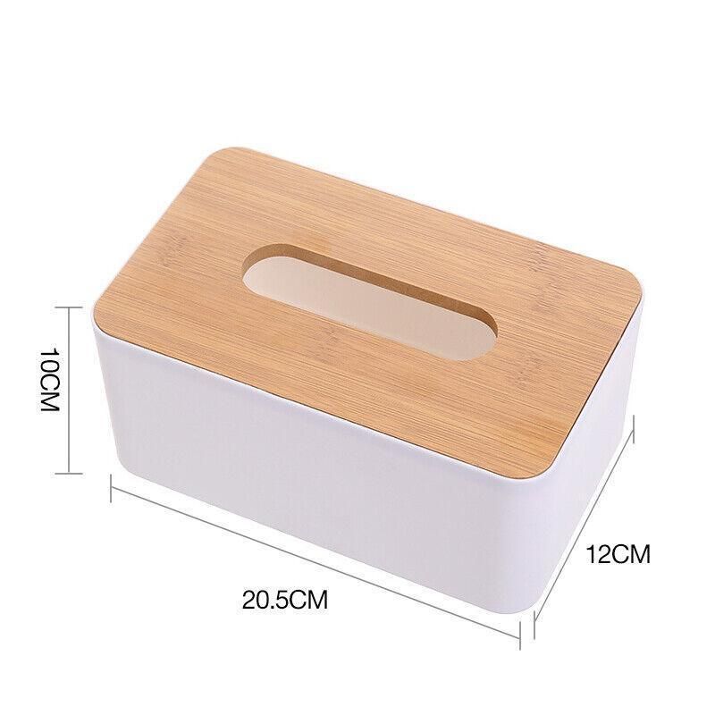 Wooden Lid Tissue Storage Box Dispenser for Napkins Desk Paper Holder view 13
