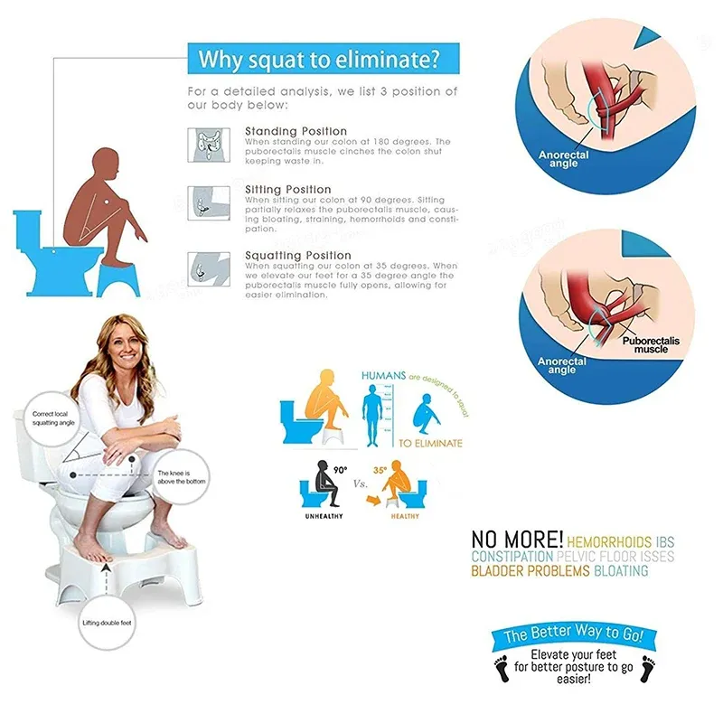 1X Sit And Squat Squatty Potty Stool Non-Slip Toilet Stools Healthy view 8