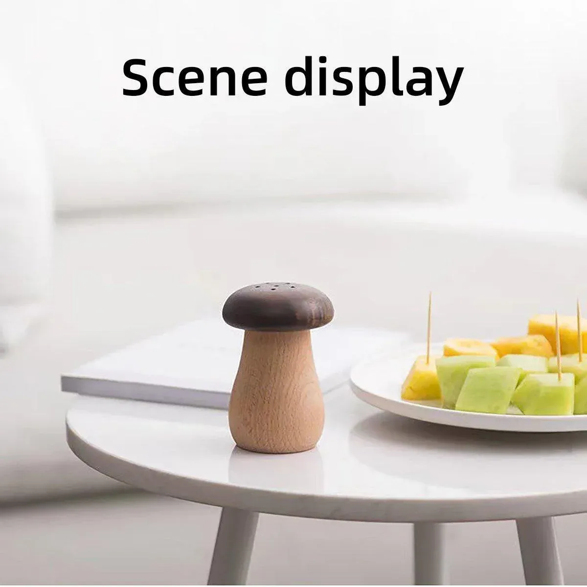 Solid Wood Toothpick Holder Black Walnut Beech Cute Mushroom Toothpick Box view 5
