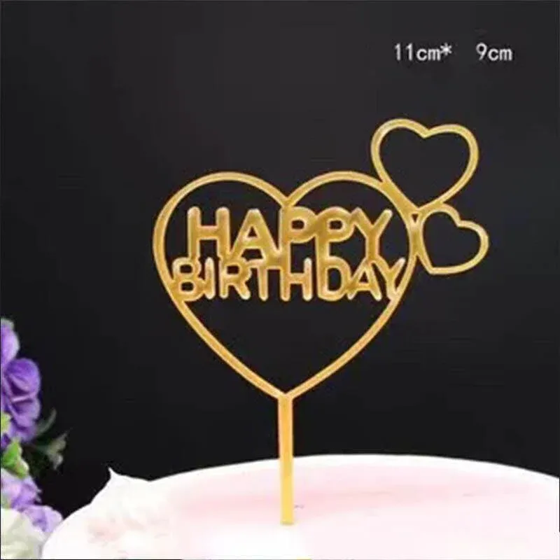 Happy Birthday Acrylic Cake Topper Cake Decoration Golden Silver Party