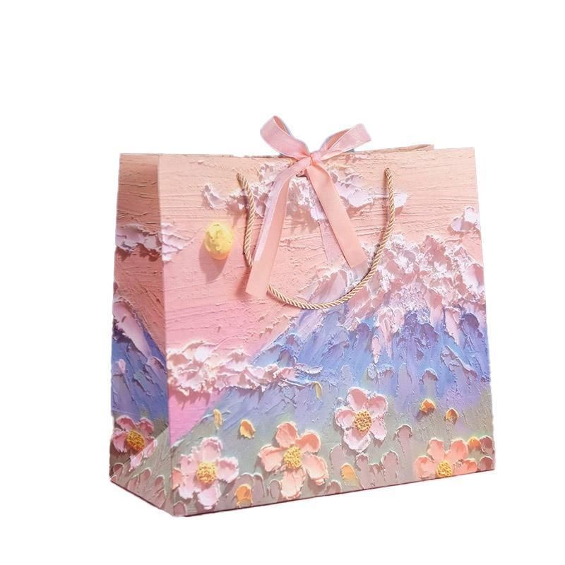 10pcs Oil Painting Gift Paper Bags for Birthday and Holiday Gift Packaging view 3