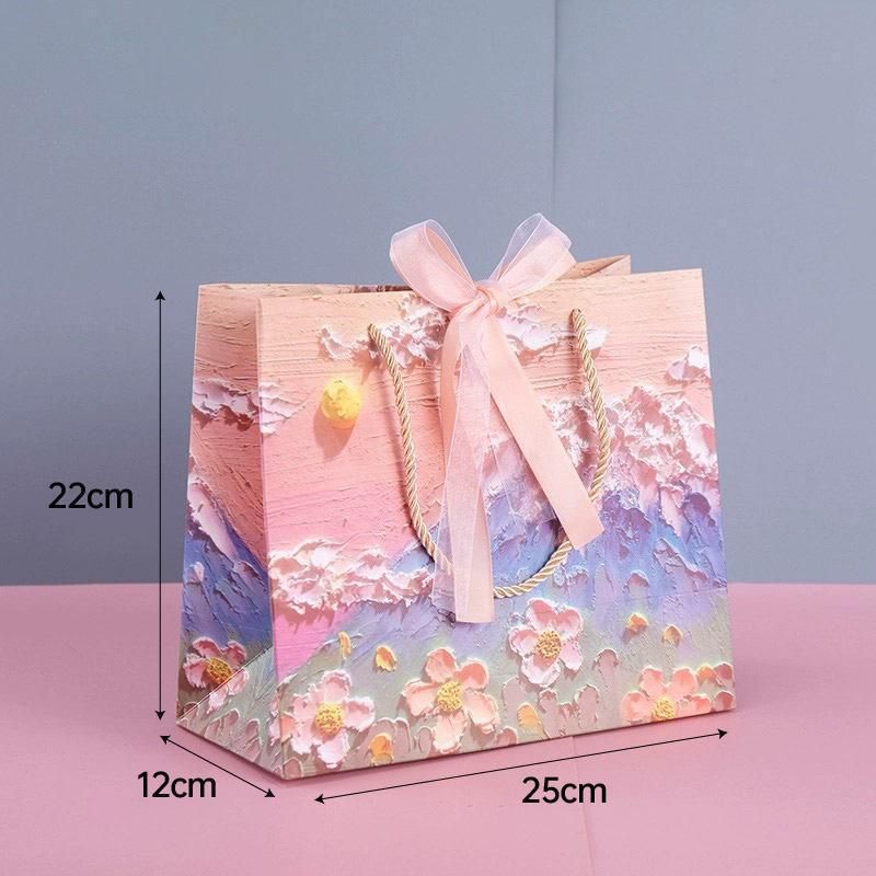 10pcs Oil Painting Gift Paper Bags for Birthday and Holiday Gift Packaging view 5