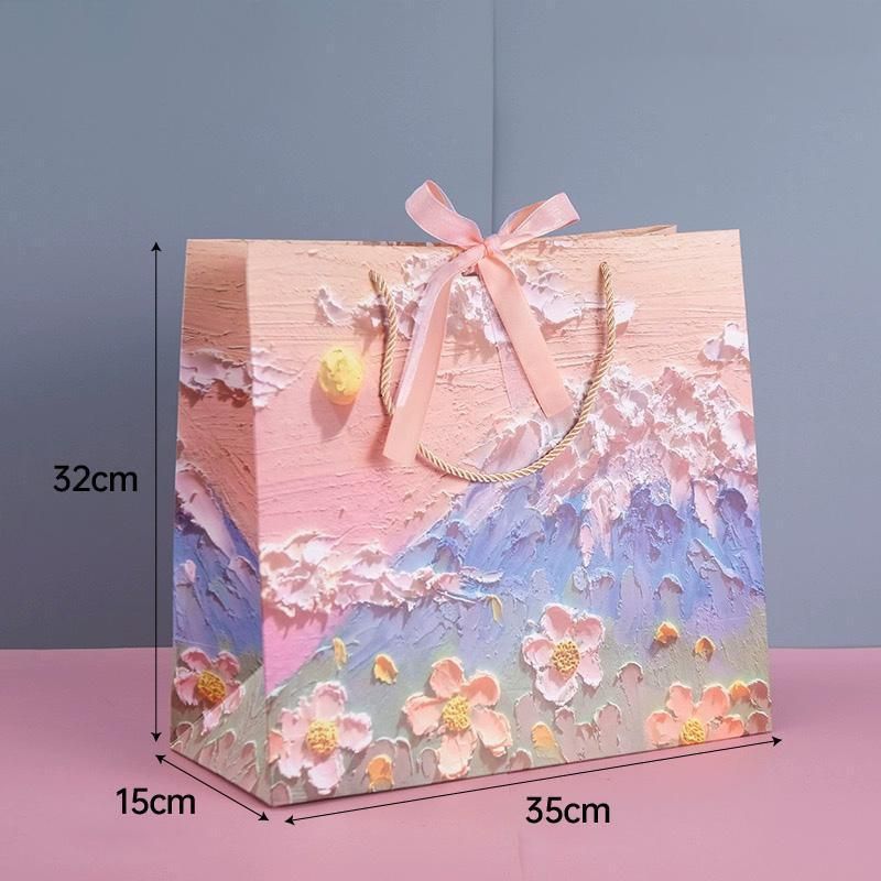 10pcs Oil Painting Gift Paper Bags for Birthday and Holiday Gift Packaging view 6