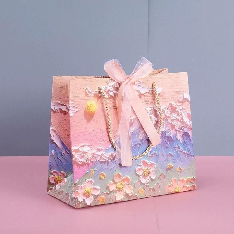 10pcs Oil Painting Gift Paper Bags for Birthday and Holiday Gift Packaging view 11