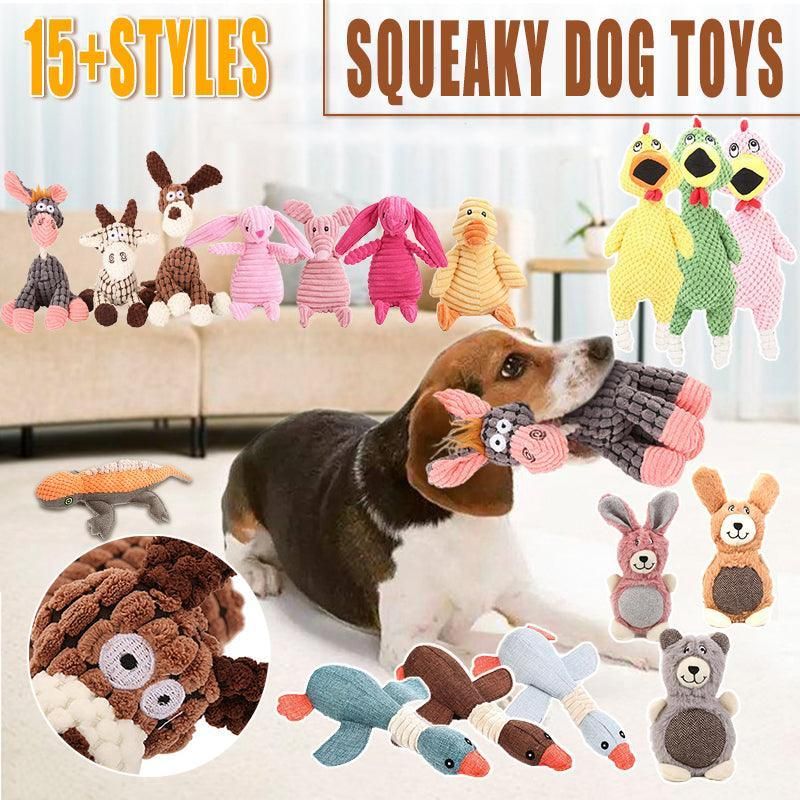 Squeaky Dog Toy Plush Chew Rope Pet Puppy Toys with Squeaker Crinkle for view 2