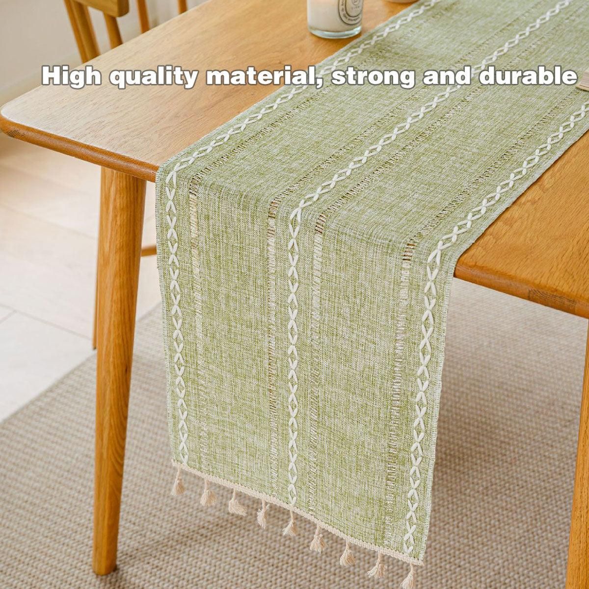 Solid Colour Woven Hollow Fringe Table Runner Home Dining Tablecloth view 8