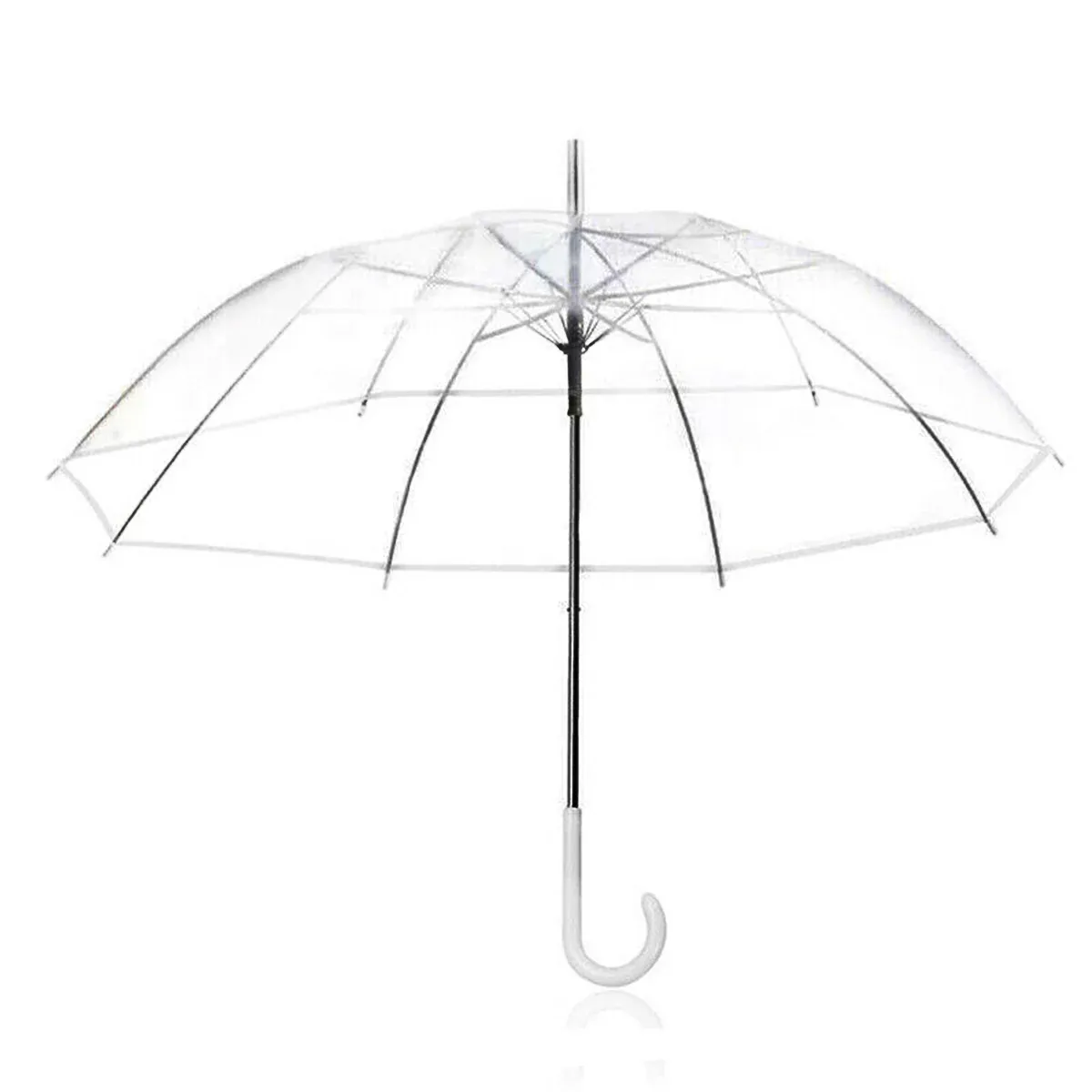 Clear Transparent Umbrella Long Handle Auto Open PVC Rain Parasol 71cm view 2
