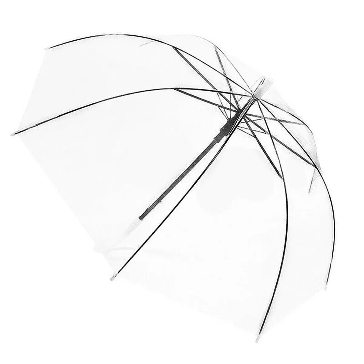Clear Transparent Umbrella Long Handle Auto Open PVC Rain Parasol 71cm view 11