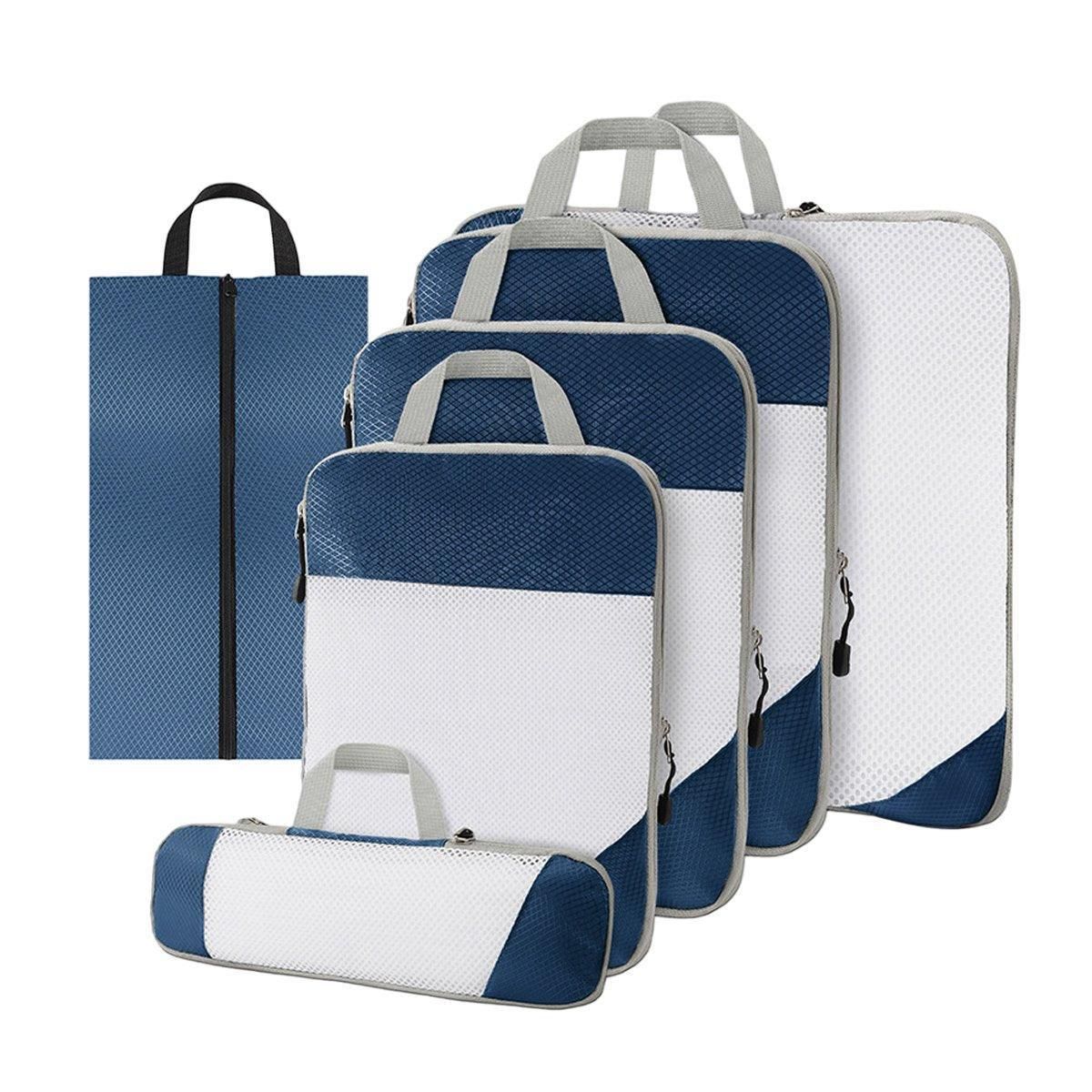 6pcs Mesh Visible Travel Storage Set Waterproof Nylon Compressible Storage