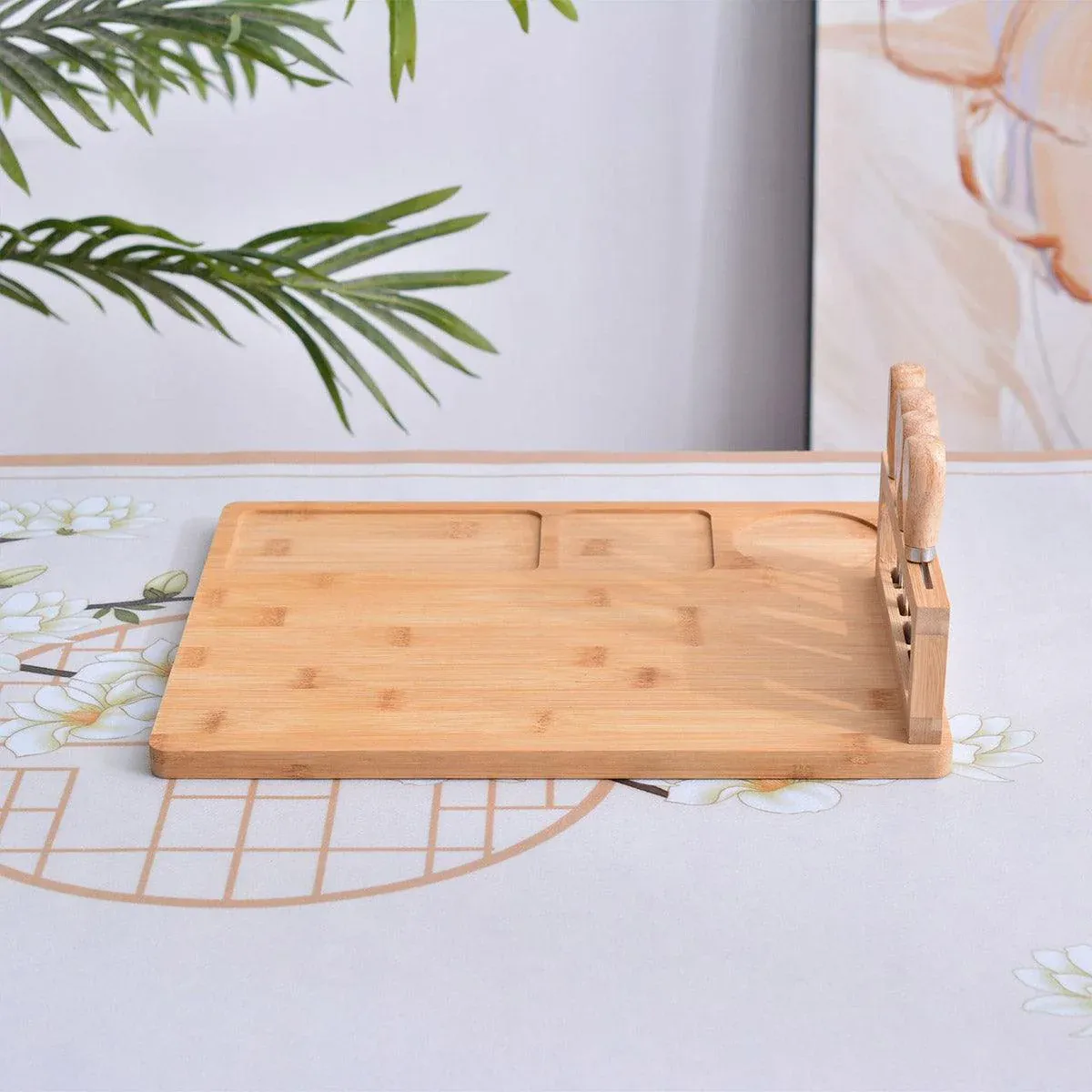 Bamboo Chopping Board Cheese Board Set with Knife Kitchen Charcuterie Serving view 11