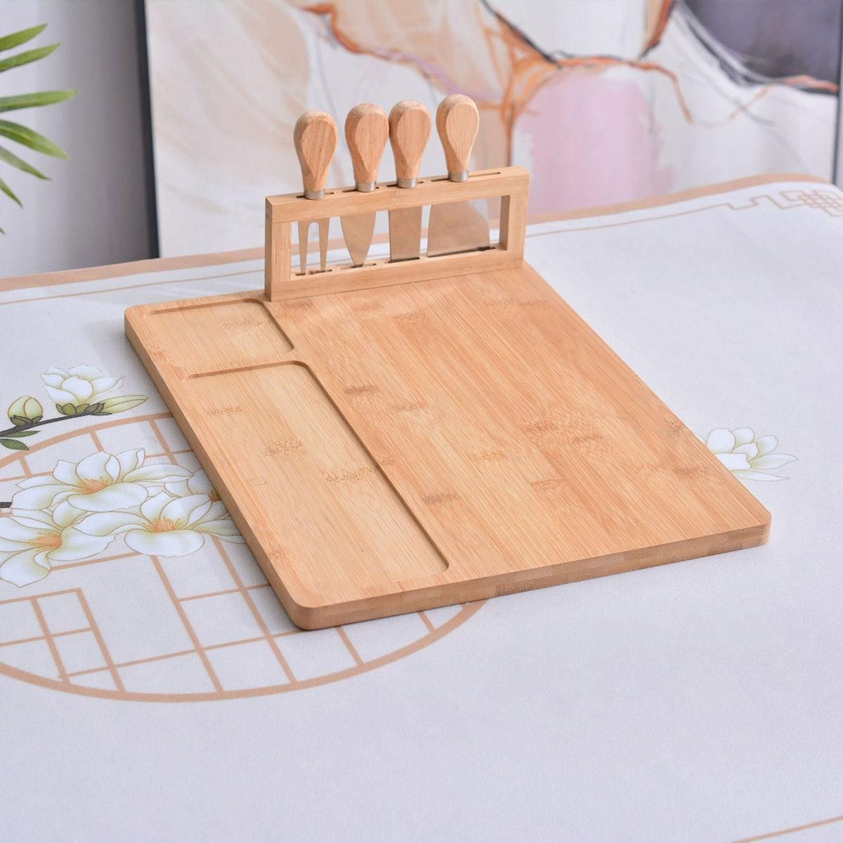 Bamboo Chopping Board Cheese Board Set with Knife Kitchen Charcuterie Serving view 13