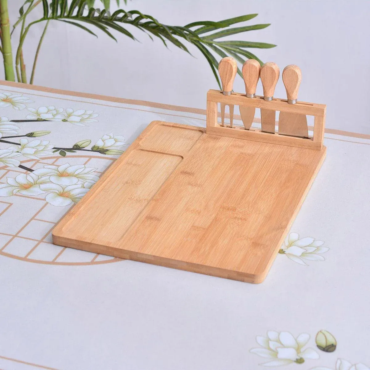 Bamboo Chopping Board Cheese Board Set with Knife Kitchen Charcuterie Serving view 14