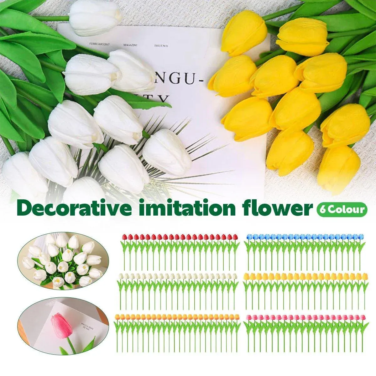 20PCS Real Touch Artificial Tulip Bouquet Fake Flowers for Home Wedding Decor view 2