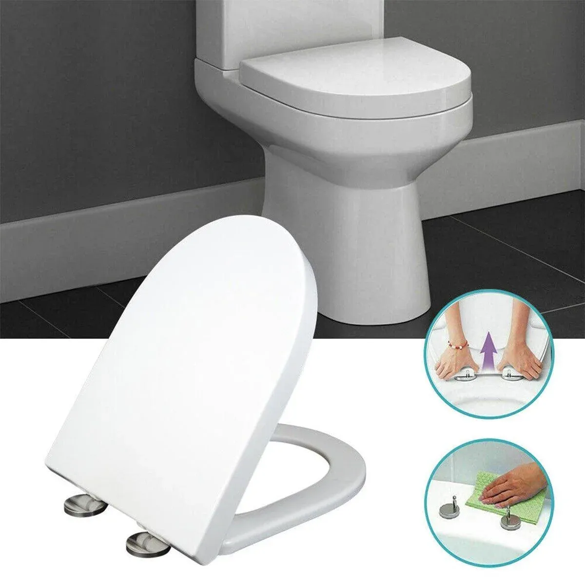 Toilet Seat Cover Universal Toilet Lid Cover Replacement Bathroom Seat Cover view 8