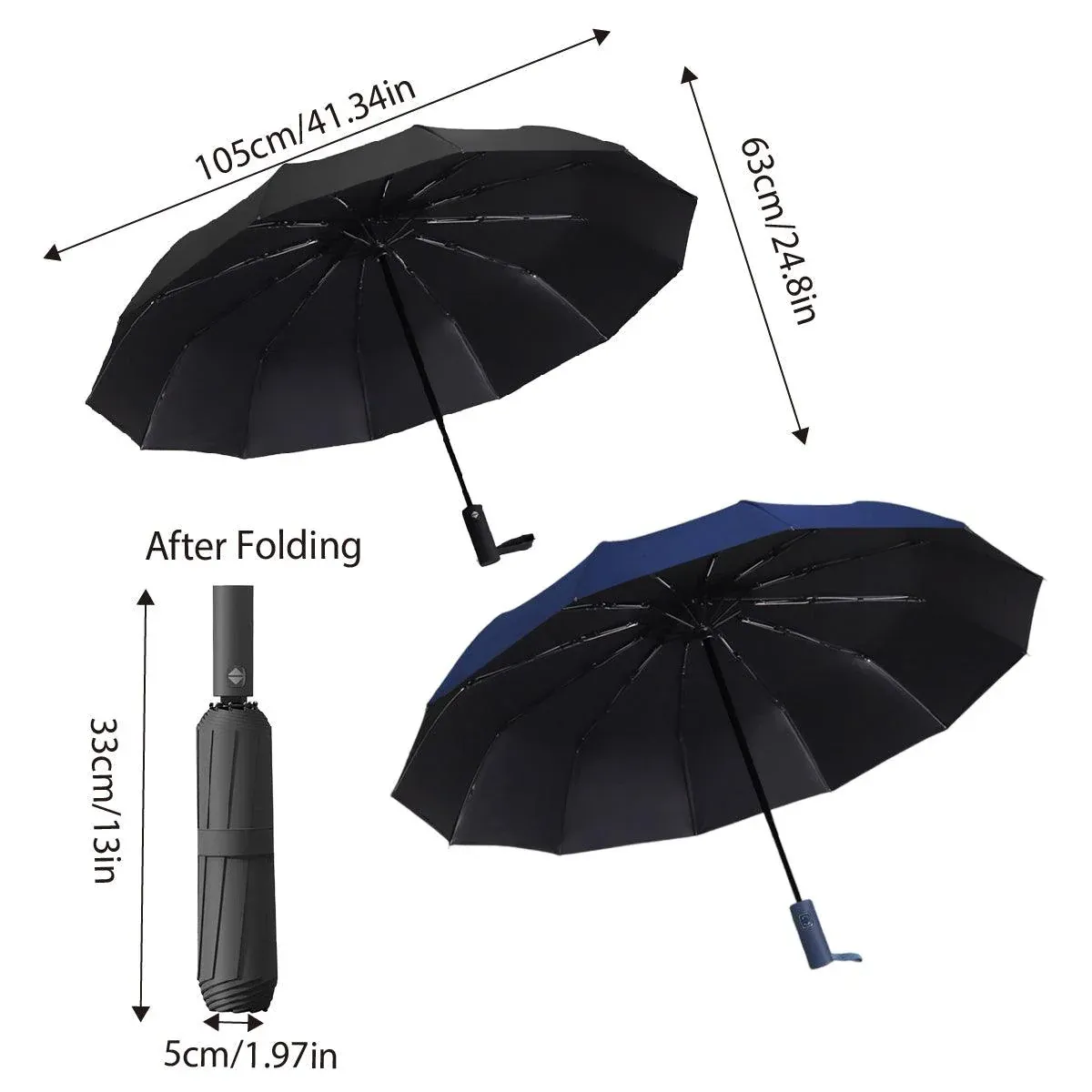 Automatic Folding Umbrella 12-Rib Large Windproof Sunshade for Men and Women view 4
