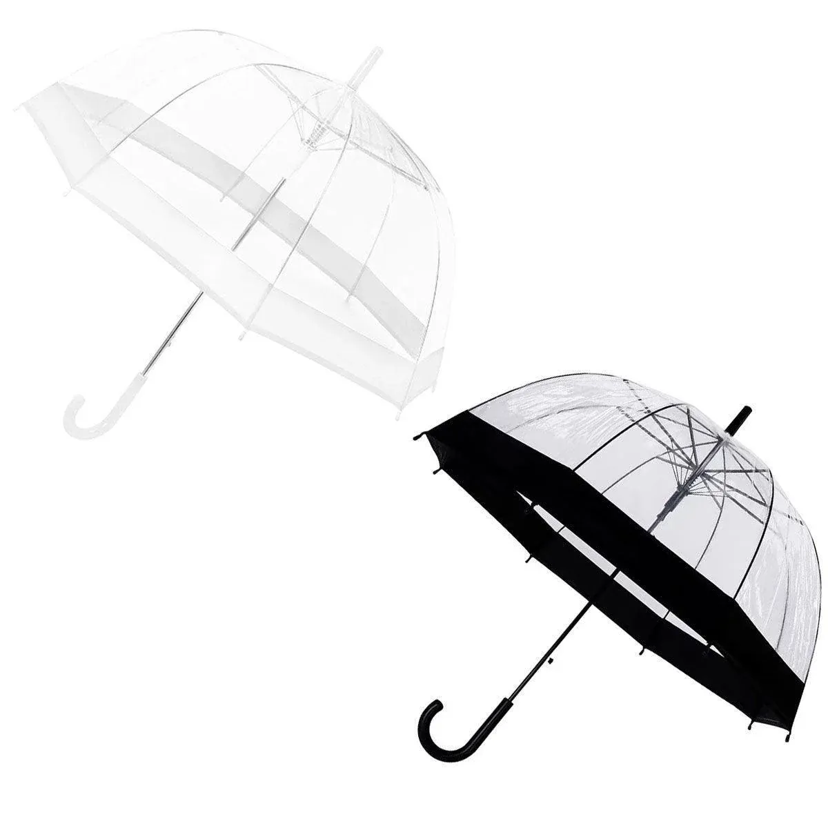 Clear Dome Umbrella Wedding Party Transparent Parasol Handle Waterproof Rain view 3