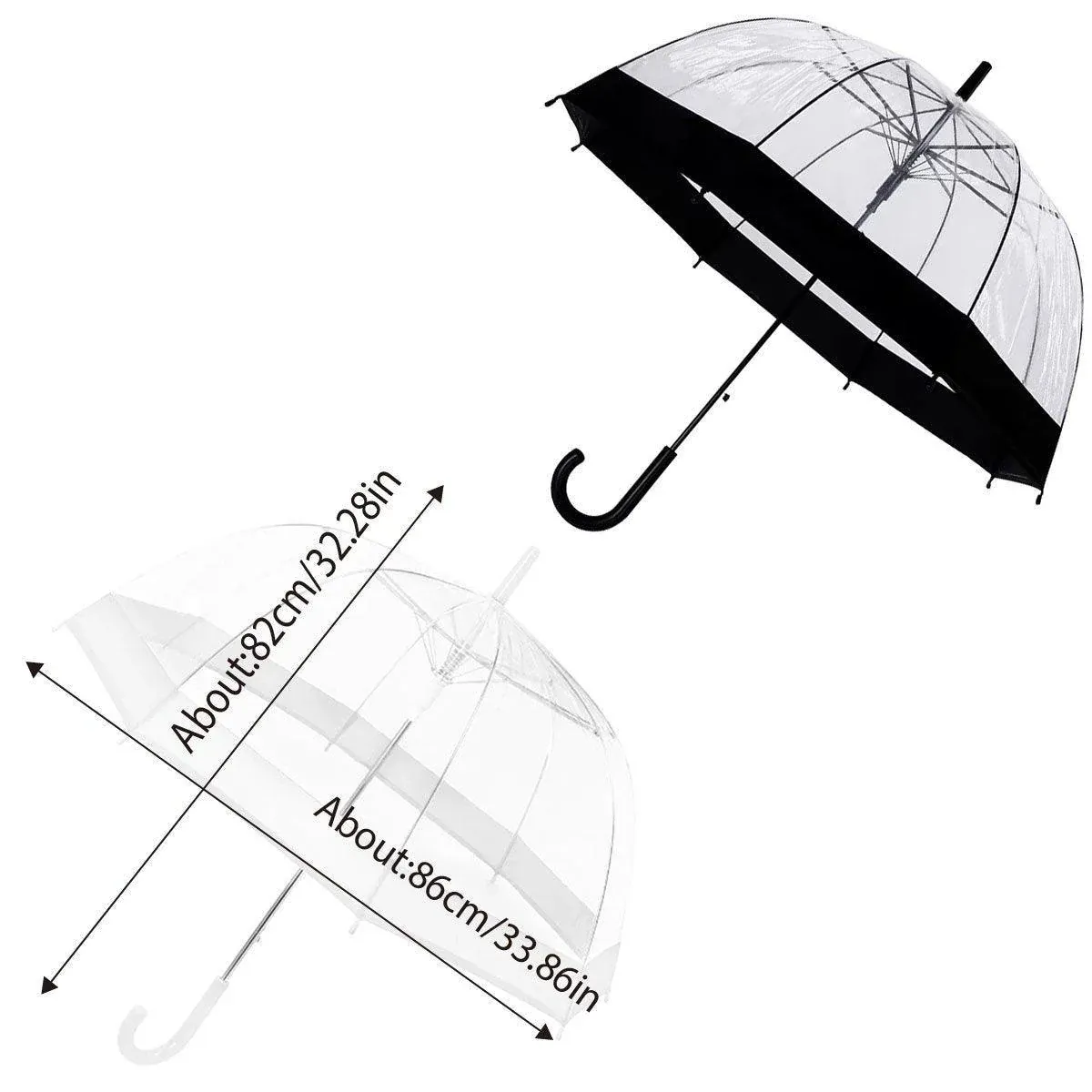Clear Dome Umbrella Wedding Party Transparent Parasol Handle Waterproof Rain view 4