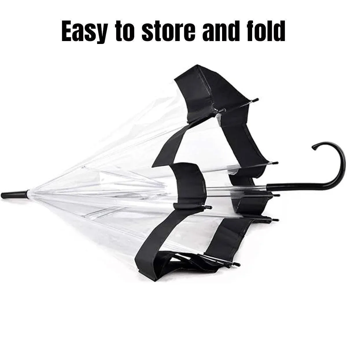 Clear Dome Umbrella Wedding Party Transparent Parasol Handle Waterproof Rain view 5