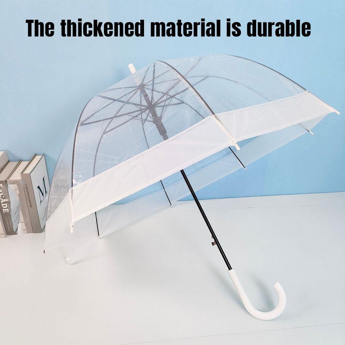 Clear Dome Umbrella Wedding Party Transparent Parasol Handle Waterproof Rain view 6