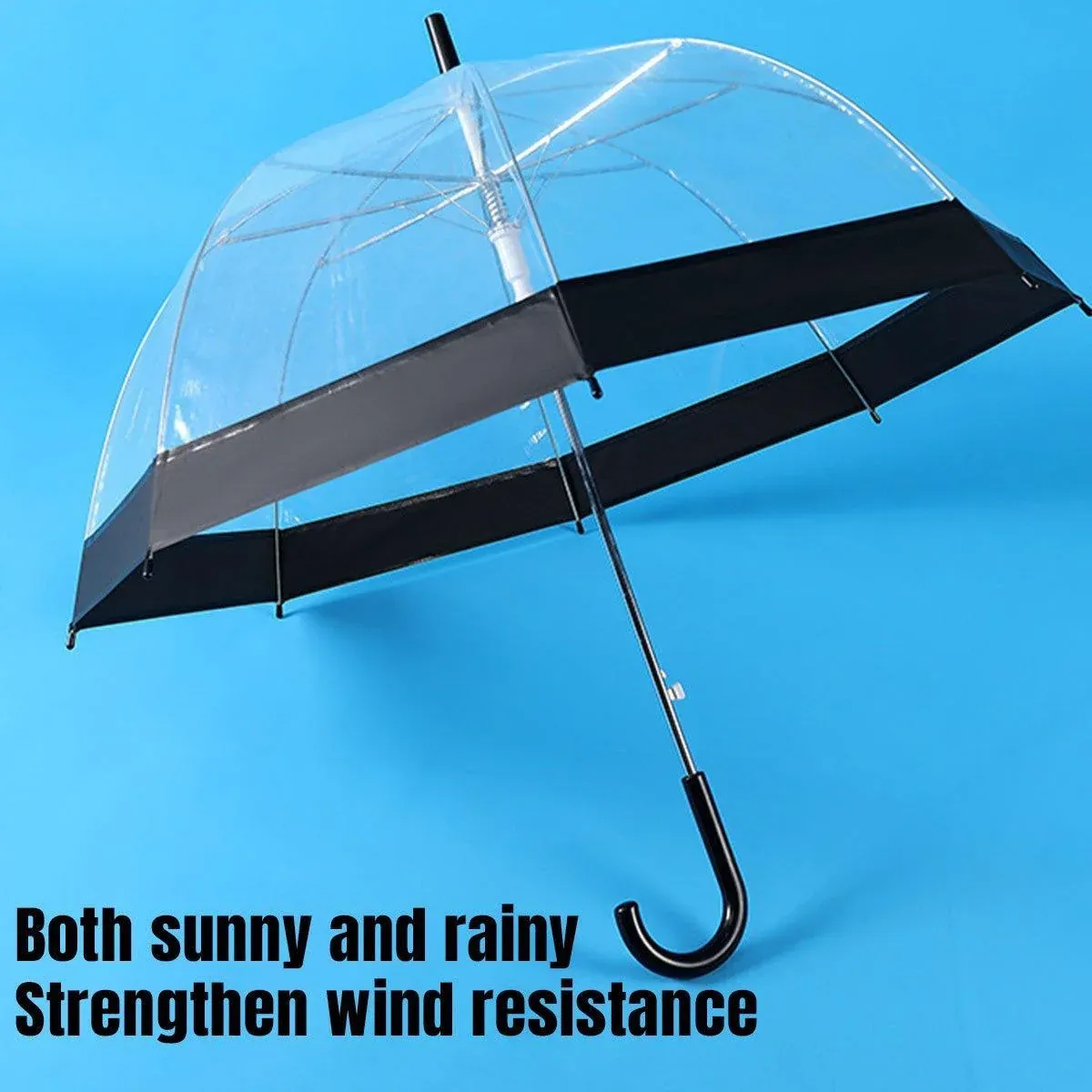 Clear Dome Umbrella Wedding Party Transparent Parasol Handle Waterproof Rain view 8