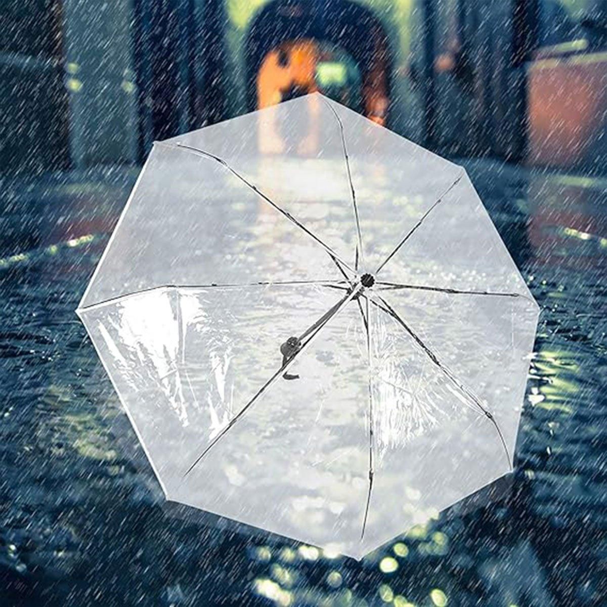 Transparent Folding Umbrella Compact Tri Fold Design Clear Rain Protection view 6