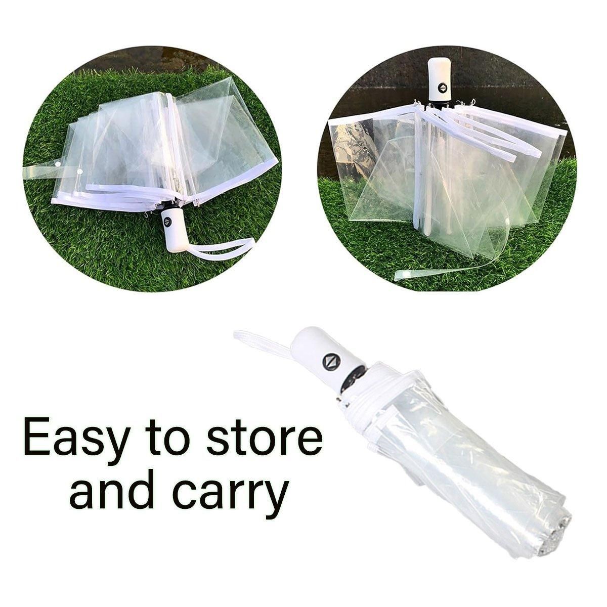 Transparent Folding Umbrella Compact Tri Fold Design Clear Rain Protection view 13
