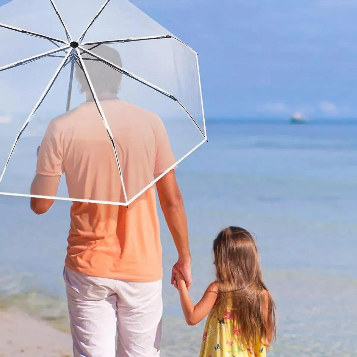 Transparent Folding Umbrella Compact Tri Fold Design Clear Rain Protection view 14