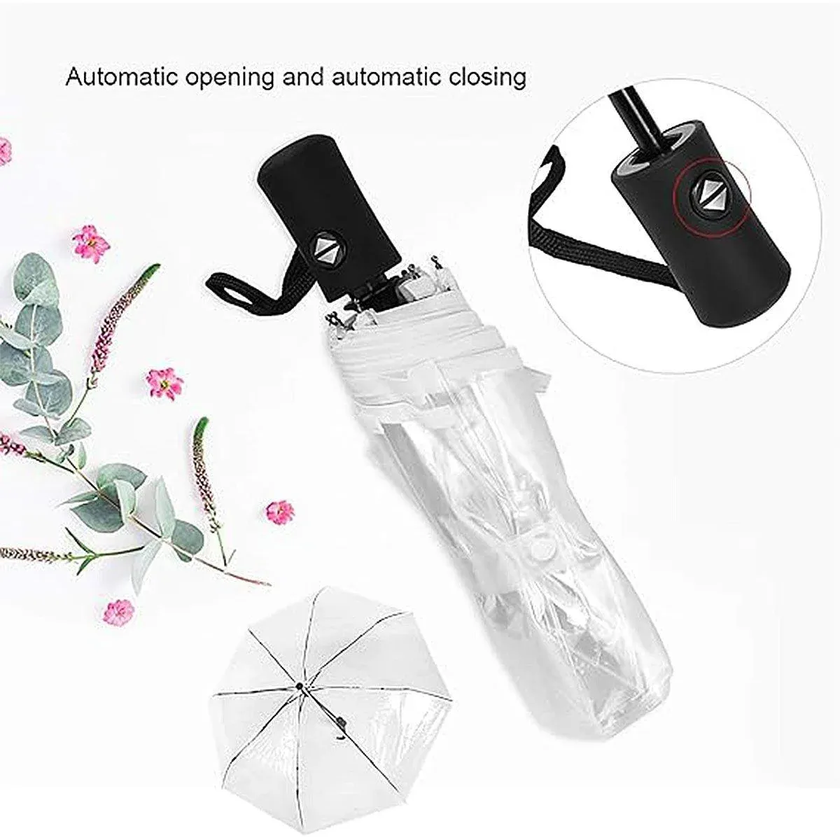 Transparent Folding Umbrella Compact Tri Fold Design Clear Rain Protection view 15