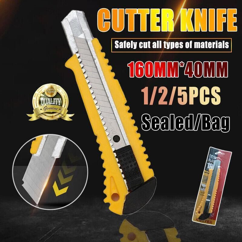Heavy Duty Box Cutter Pack Snap Off Retractable Blade Long Last Hand Craft view 2