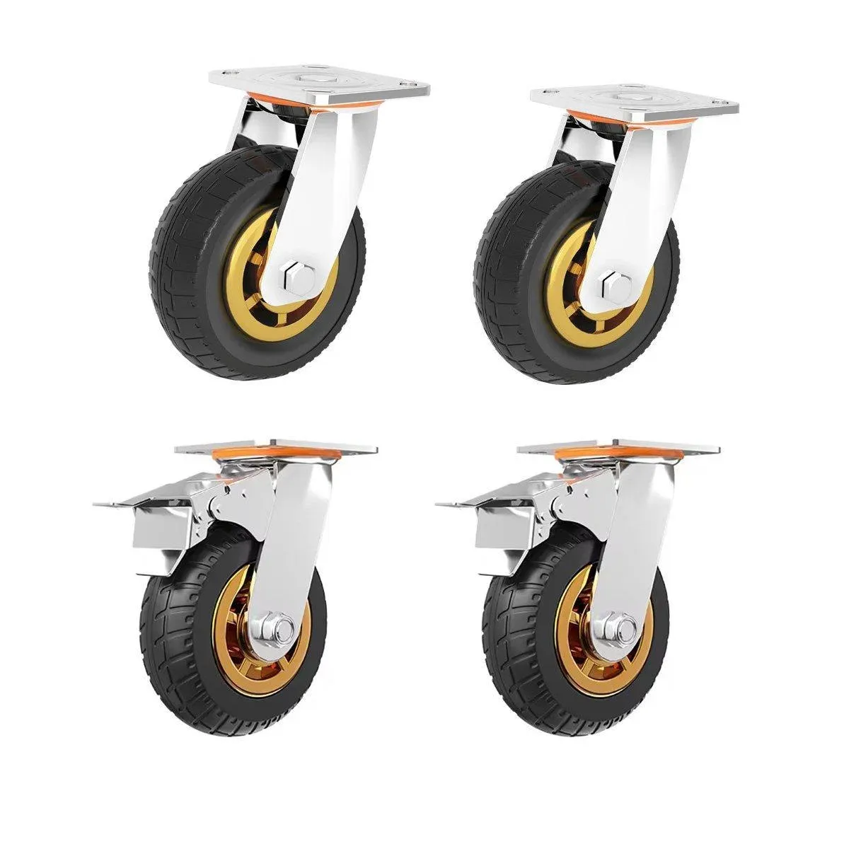 4pcs 6inch Heavy Duty Swivel Caster Wheels 150mm 1000kg Load 2 with Brakes view 2