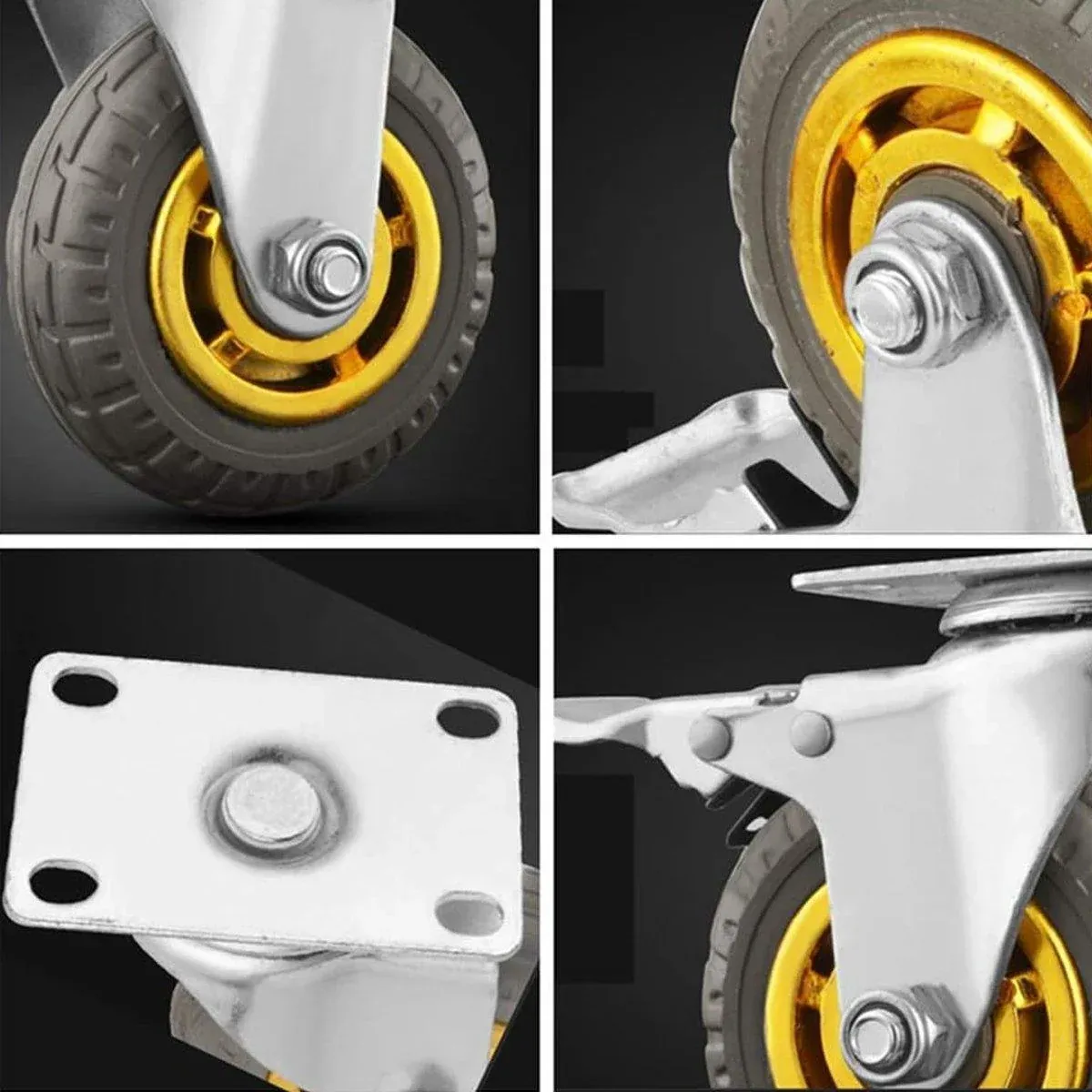 4pcs 6inch Heavy Duty Swivel Caster Wheels 150mm 1000kg Load 2 with Brakes view 6